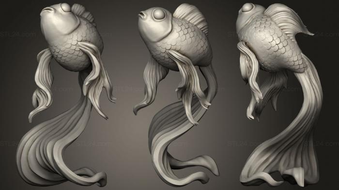 Статуэтки животных (Золотая рыбка, STKJ_2231) 3D модель для ЧПУ станка
